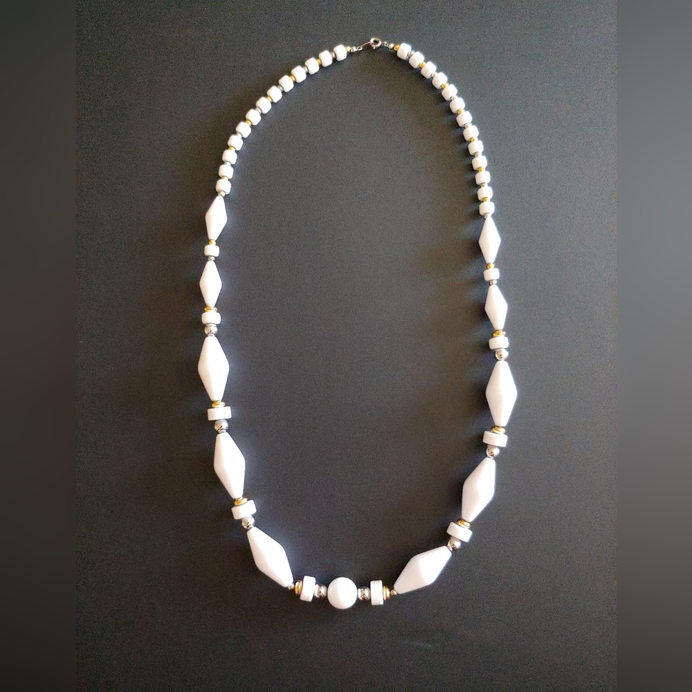 Vintage Trifari White Bead with Gold and Silver Balls